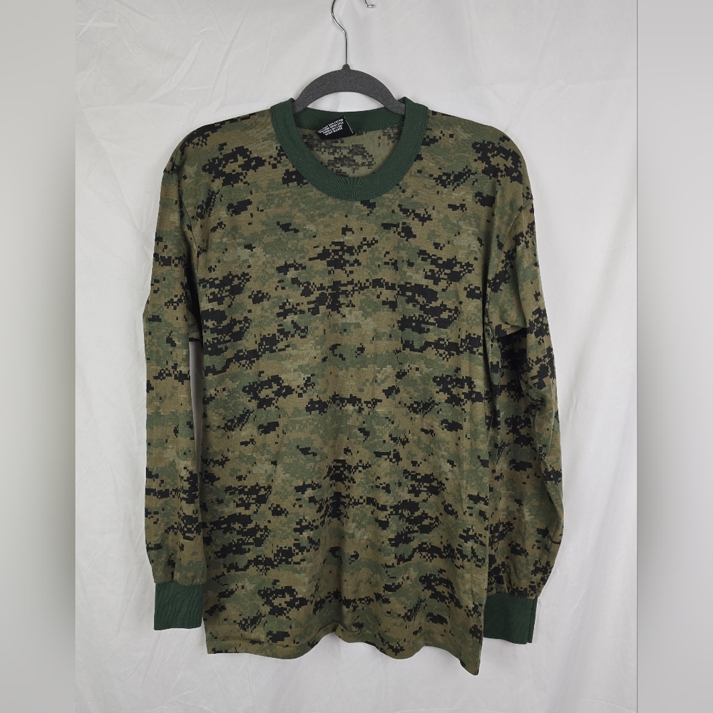 Fox Outdoor Products Green Camouflage Knit Long Sleeve Shirt sz L